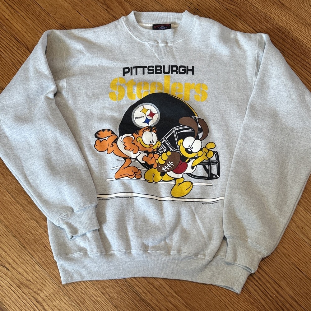 Vintage Pittsburgh Steelers Garfield & Odie grey crewneck sweatshirt 1978 NWOT